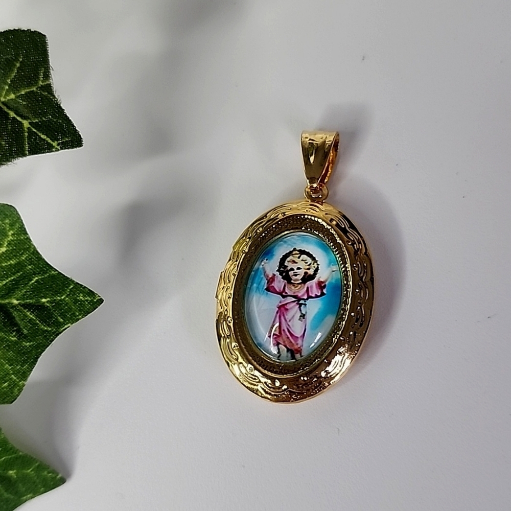 Gold Filled Locket Pendant Divine Child Jesus New
